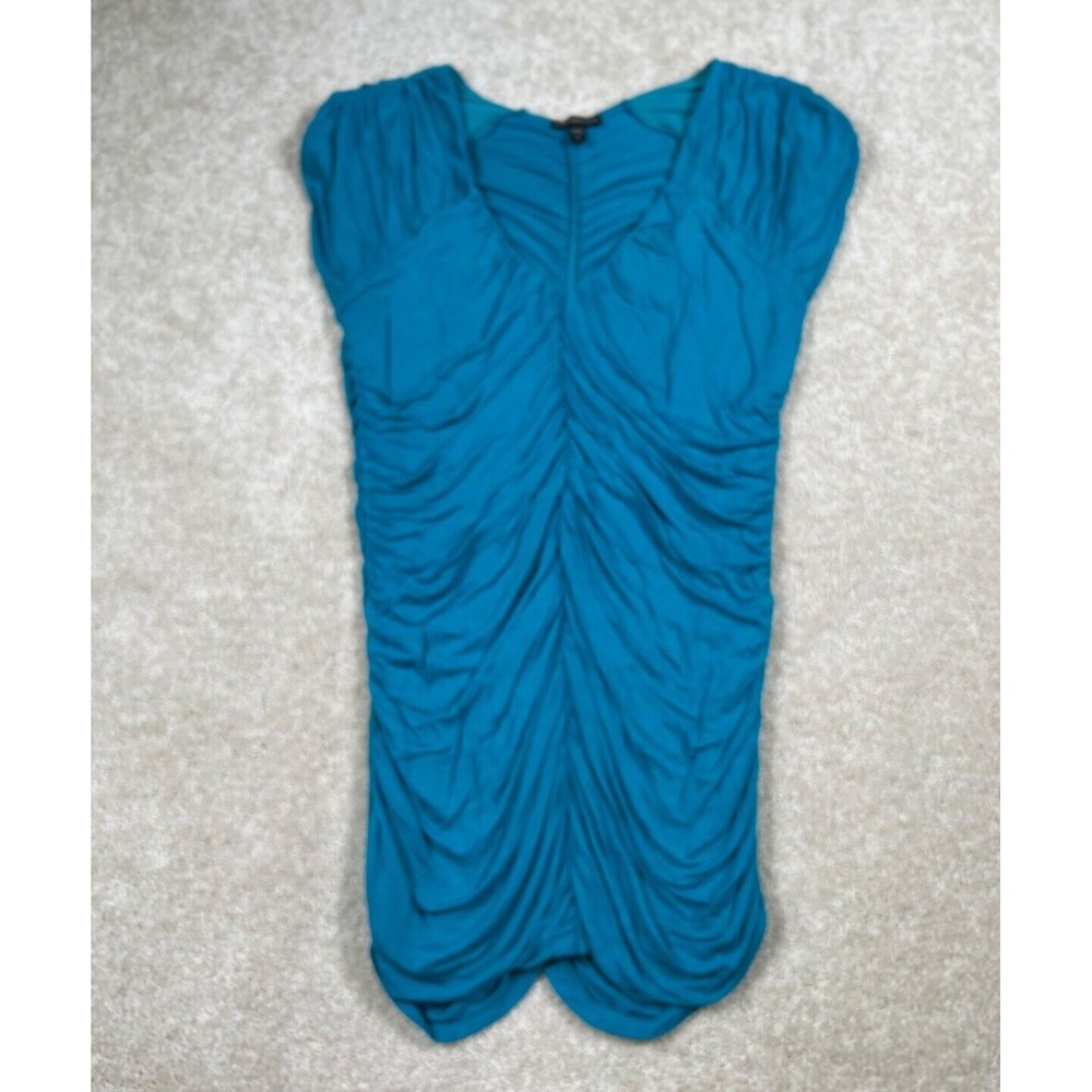 Vintage Express Womans Size S Blue Rouched Top Y2K 90S